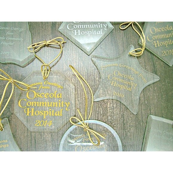 Osceola Community Hospital Mixed Clear Glass Dated Christmas Holiday Ornaments - Picture 3 of 11